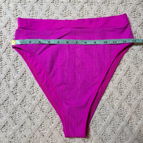 NWT L*Space Frenchi Ribbed High Waist Bikini Bottom Magenta Swim – Women’s XL - Picture 3 of 6